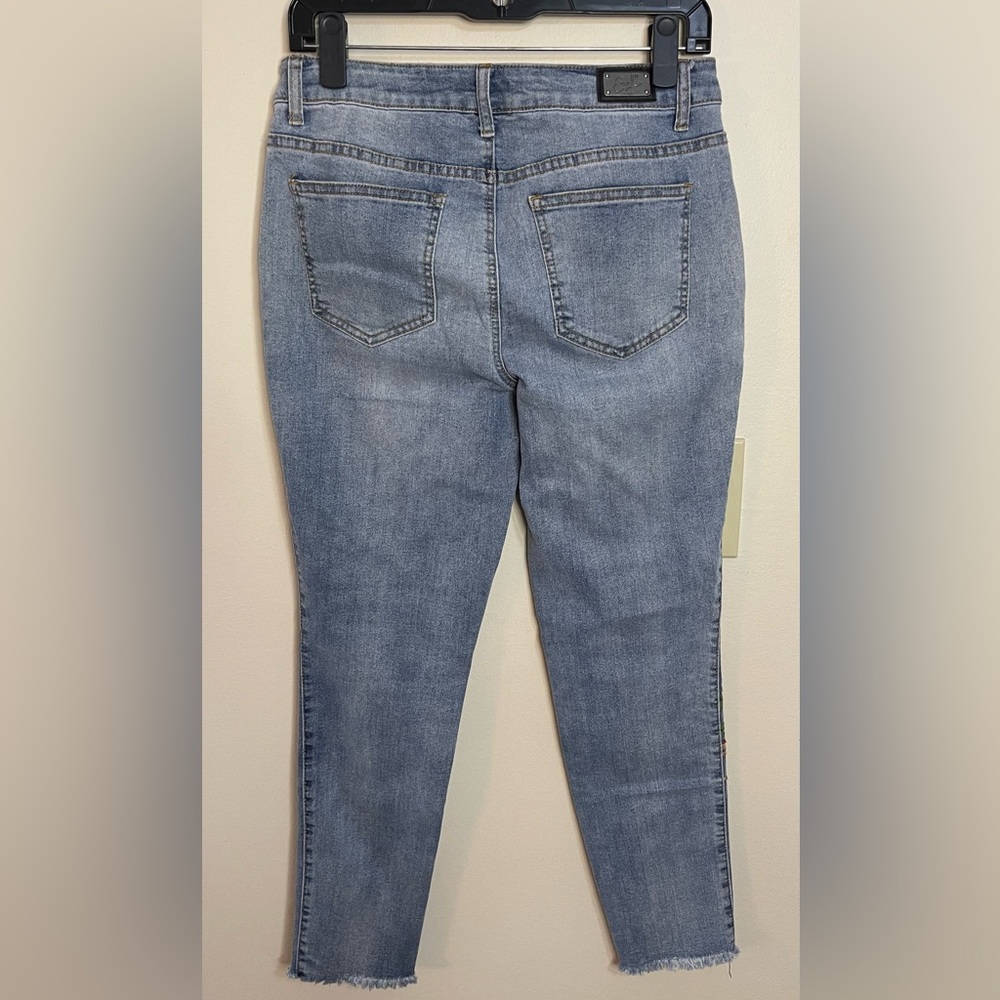 Earl Jeans Embroidered Ankle Skinny Denim Jeans Pant Sz 8 - Picture 11 of 17